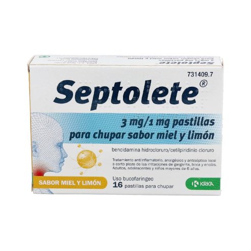 SEPTOLETE 3 MG/1 MG 16 PASTILLAS PARA CHUPAR (SABOR MIEL Y LIMON)