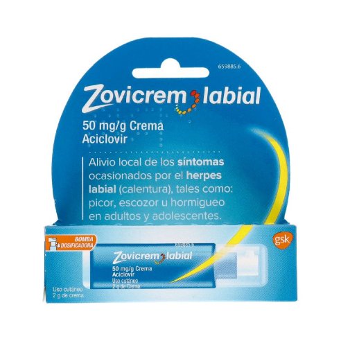 ZOVICREM LABIAL 50 MG/G CREMA 1 TUBO 2 G  BOMBA DOSIFICADORA